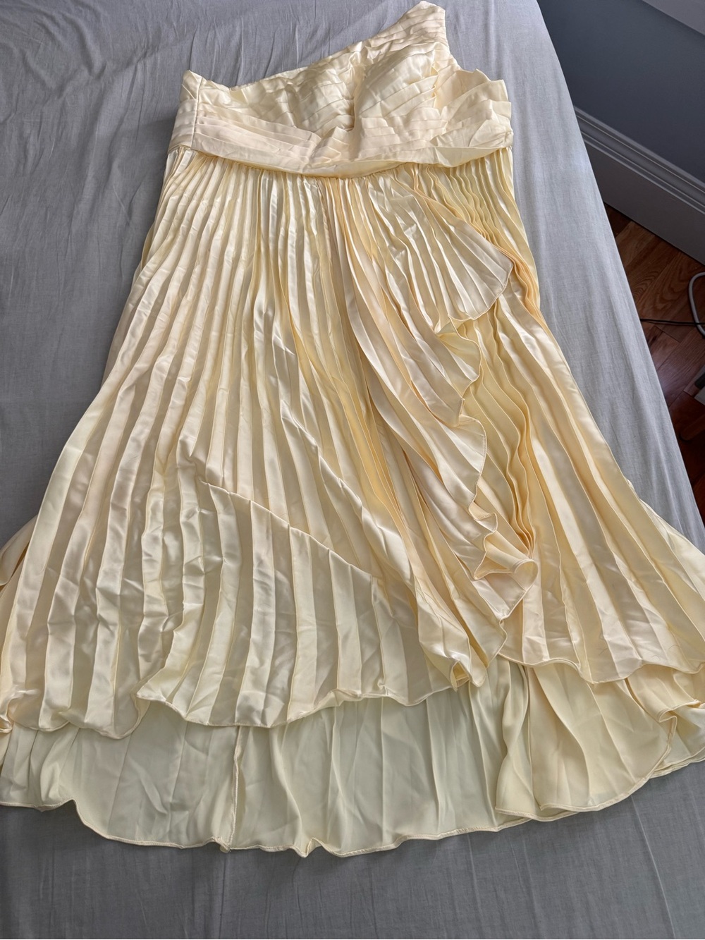 Pleated one shoulder yellow Bridesmaid Dress